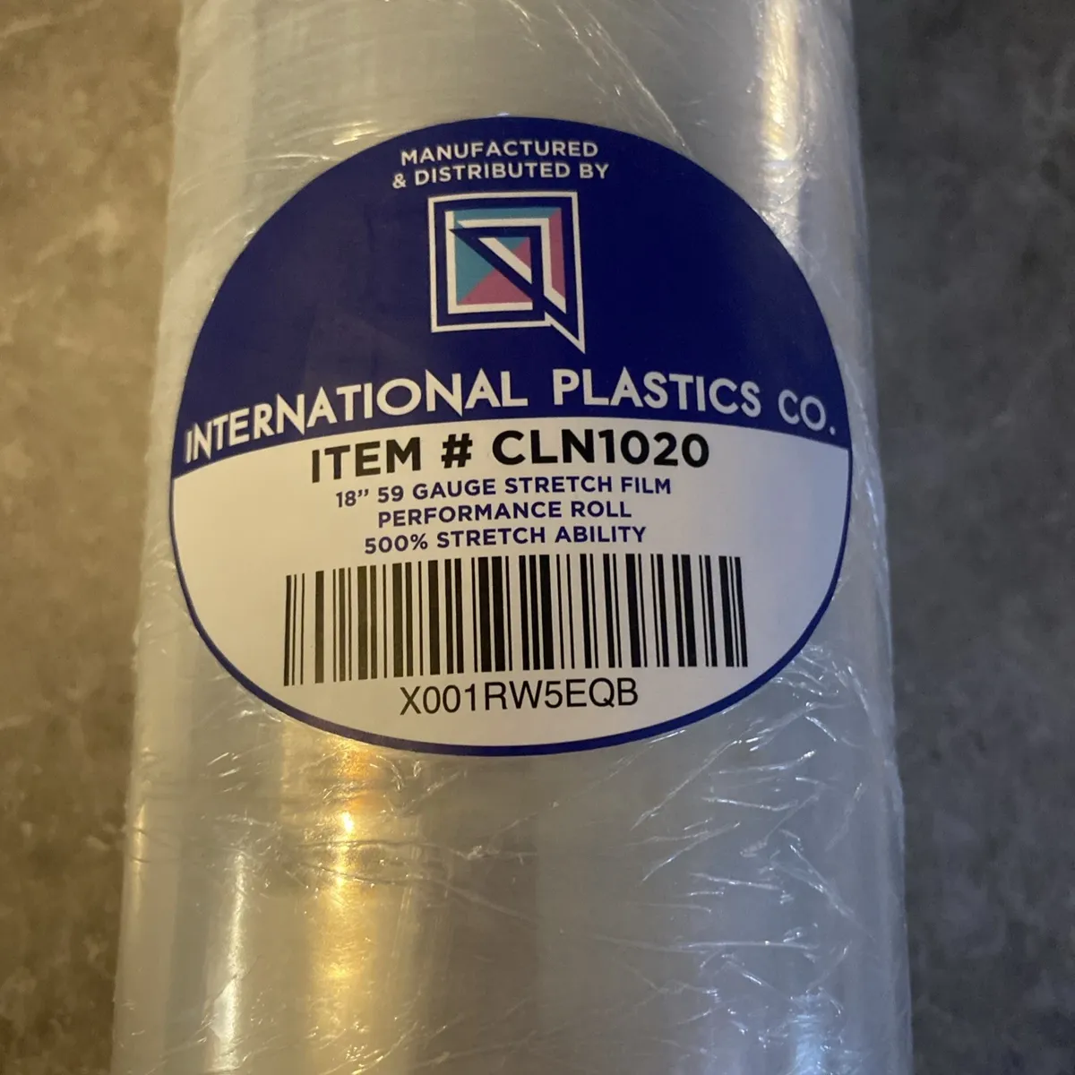 International Plastics 18" 59 Gauge Stretch Film Performance Roll #CLN1020