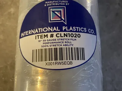 International Plastics 18" 59 Gauge Stretch Film Performance Roll #CLN1020