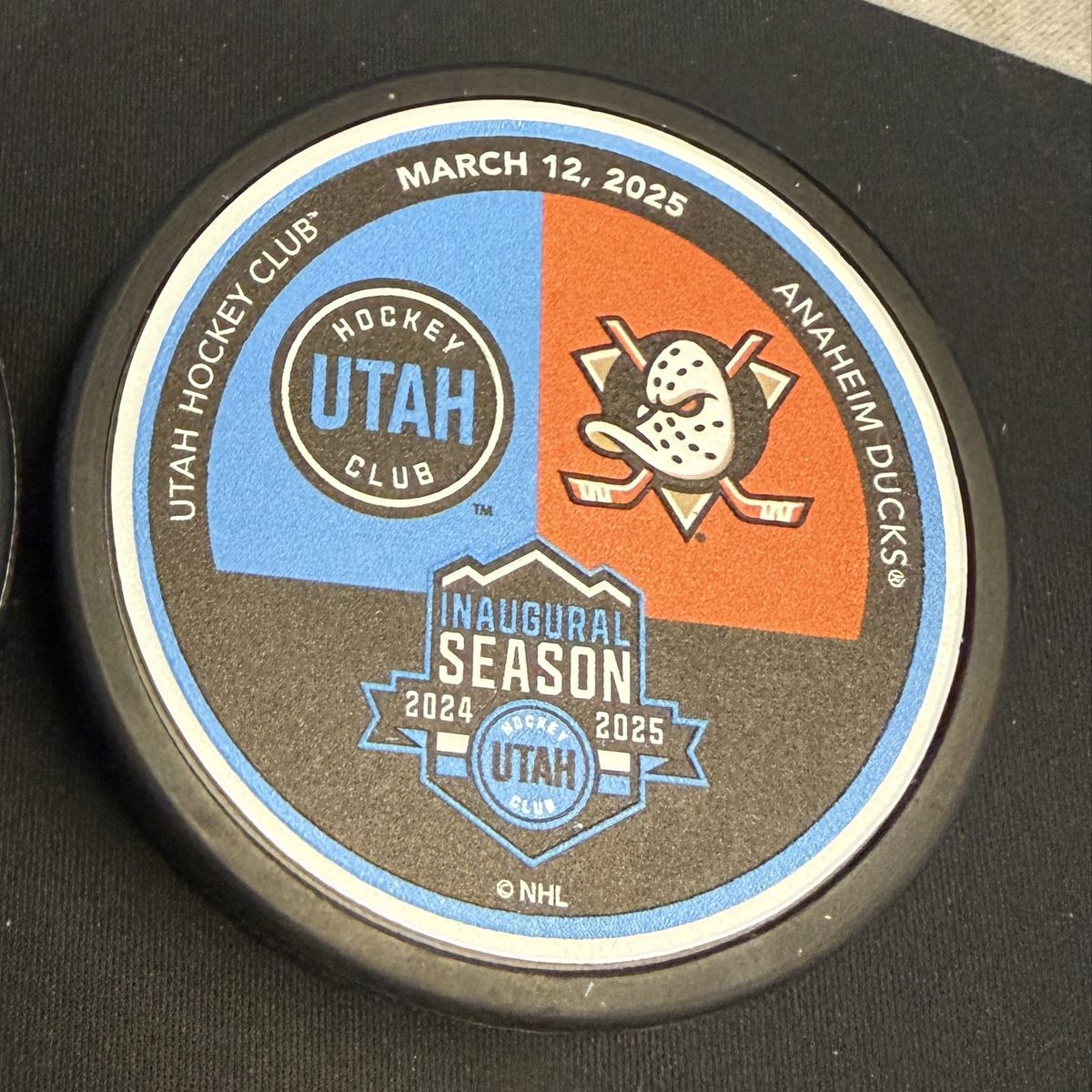 Utah Hockey Club Vs Anaheim Ducks Match Puck