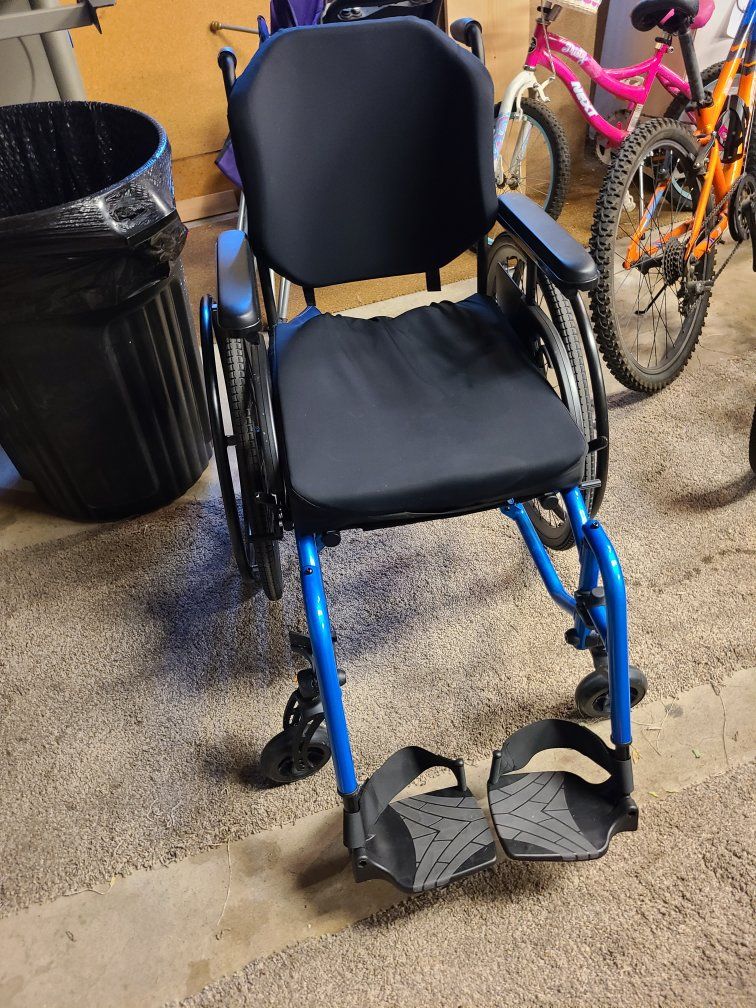 TiLite Blue Lightweight Manual Wheelchair with Jay Cushion and Eclipse Backrest
