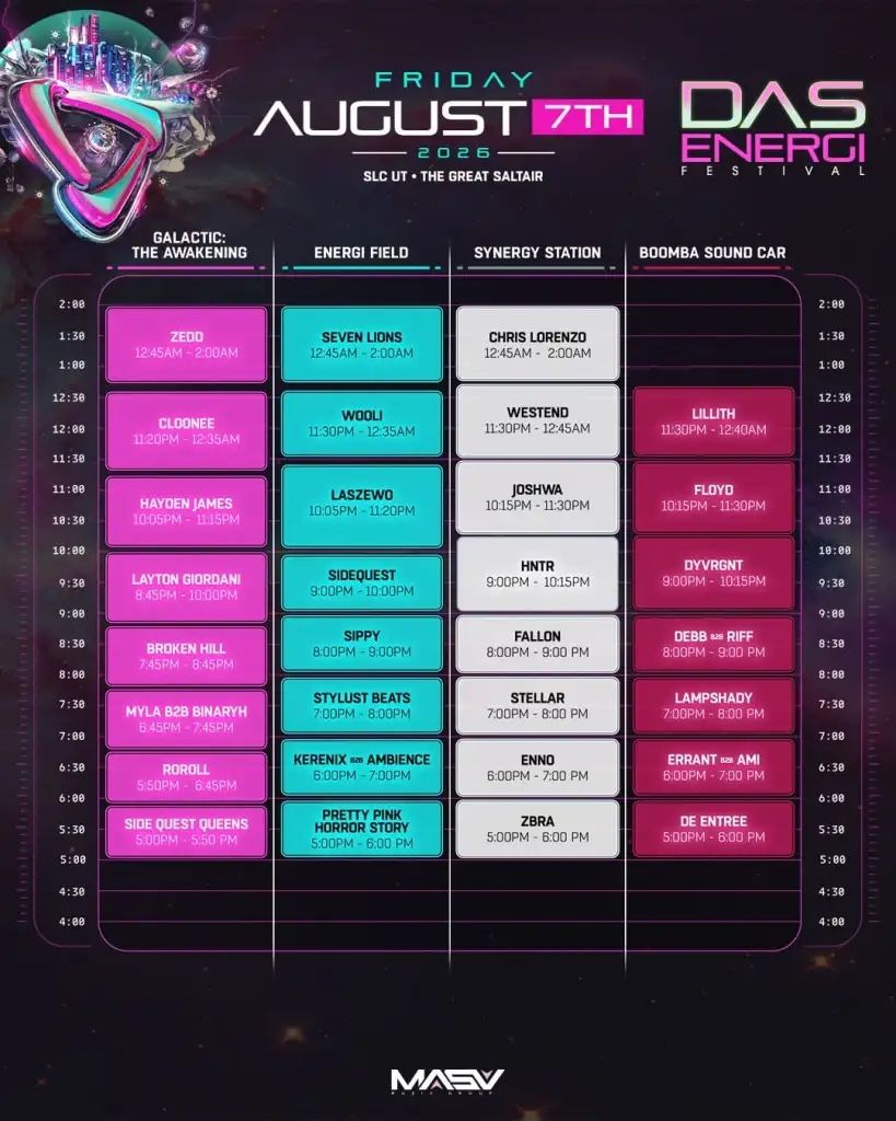 Das Energi Festival Friday Pass - August 7, 2026 - The Great Saltair SLC UT