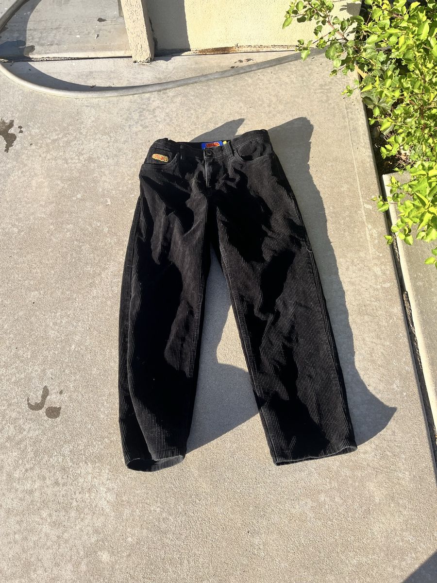 Black Corduroy Pants size 27 Straight Leg Skate Y2K