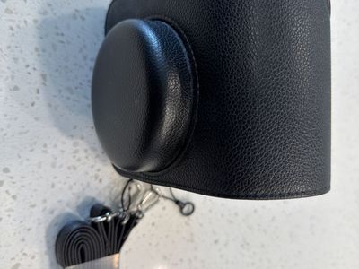 Universal Black Faux Leather Camera Case with Strap