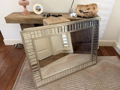 2 matching art deco style mirrors 44x32 silver frame