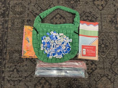 New 166 engraved Melamine Tiles MAHJONG KIT w/ Game Mat, Pusher racks, score cards and storage bag $200 Cash/venmo in Draper