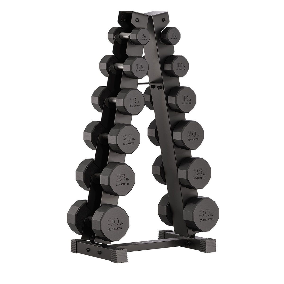 Centr 210 lb  Dumbbell Set with Storage Rack, Rubber Coated 1654571 #96905