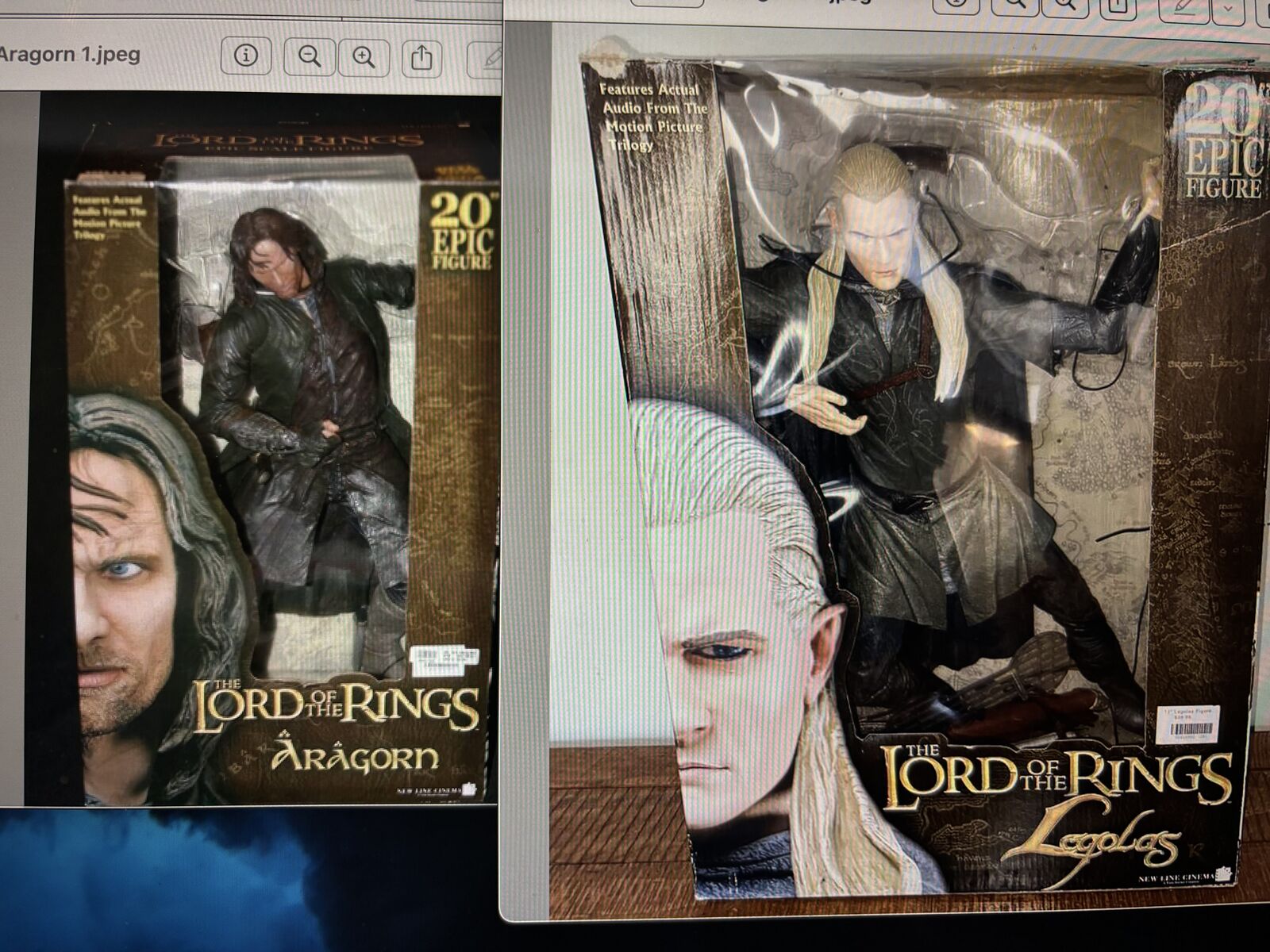 %+ Lord of the Rings Aragorn and Legolas 20" Epic Action Figures 2004 Collectables