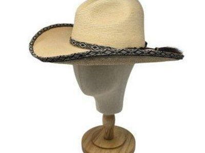 NEW SunBody Guatemalan Palm Black Diamond Gus 4" Brim Sun Hat 6 7/8 Tassels
