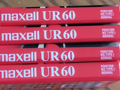 4 Pack Maxell UR 60 Audio Cassette Tapes Normal Bias IEC Type I