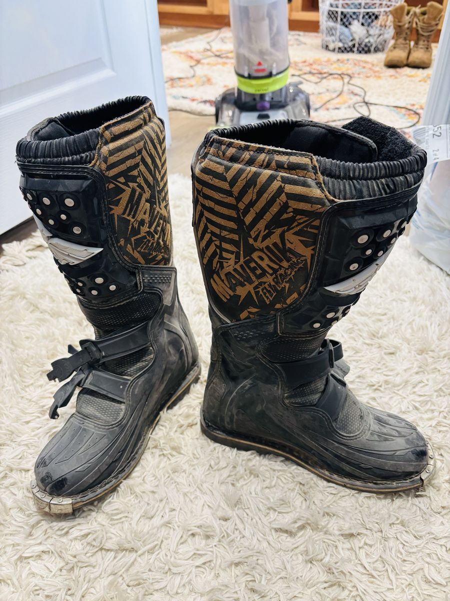Fly Racing Maverik Dirt Bike Motocross Riding Boots Black Patterned