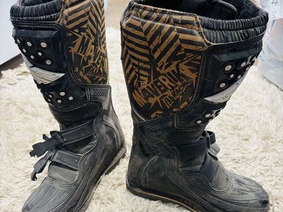 Fly Racing Maverik Dirt Bike Motocross Riding Boots Black Patterned
