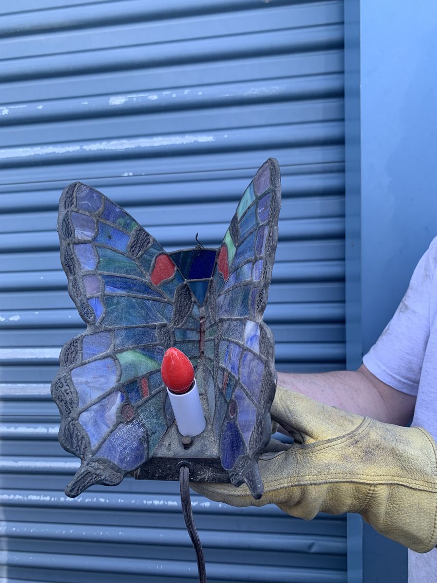 Stained glass butterfly table lamp