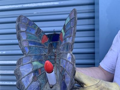 Stained glass butterfly table lamp