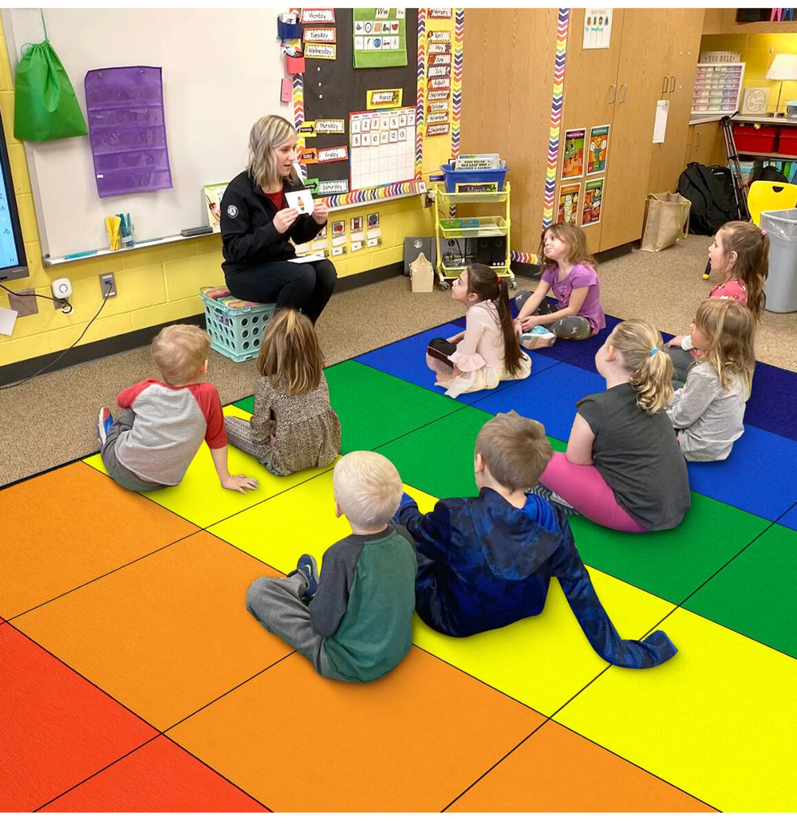 LIVEBOX Classroom Rug 13' Large Kids Rug Playroom Rug School Learning Throw Rug Elementary Soft Carpet Daycare Preschool