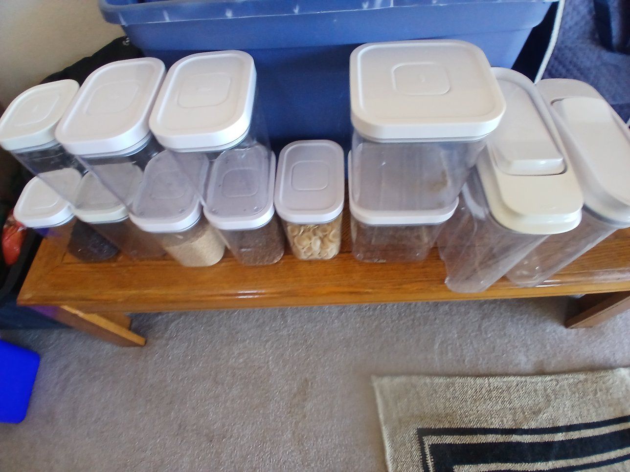 12 pc - OXO Plastic Storage Containers in varying sizes.