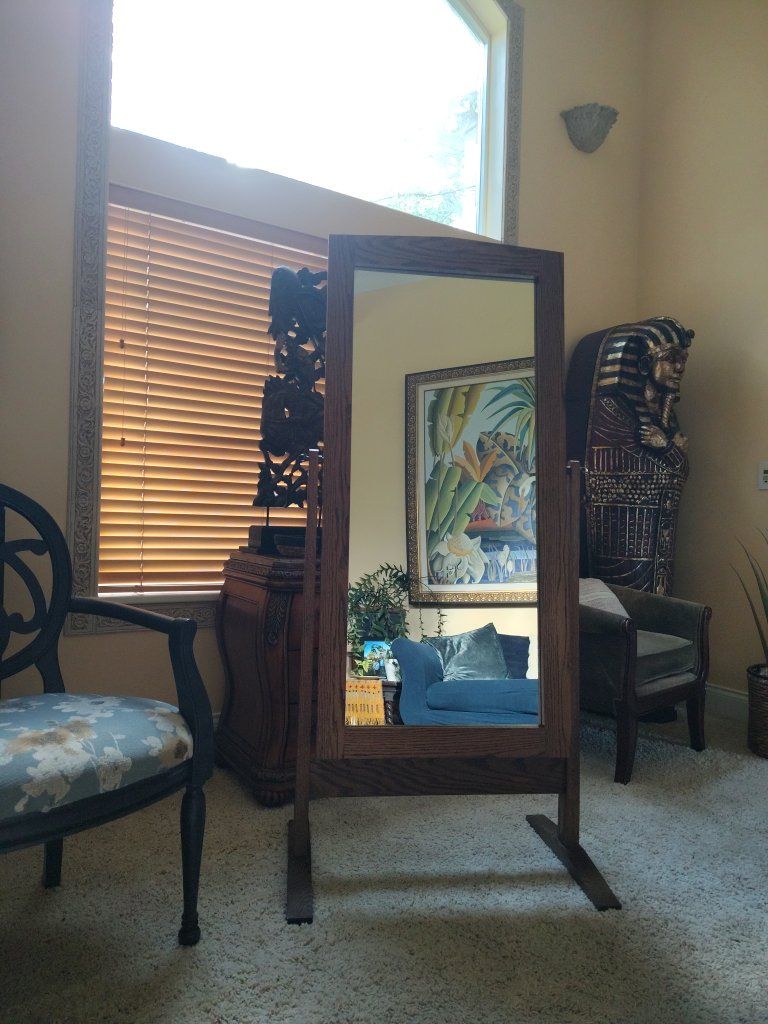 Solid Wood Floor Mirror Standing Swivel Mirror