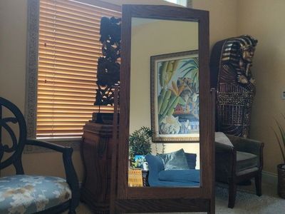 Solid Wood Floor Mirror Standing Swivel Mirror