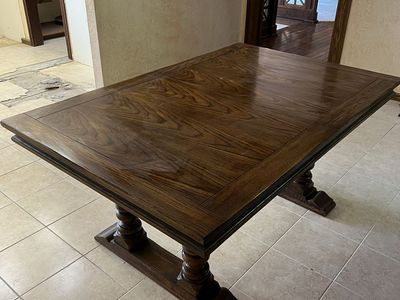 Solid Oak Dining Table w/ Extension Leaf & Felt Game Table Top