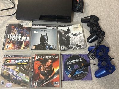 Sony PlayStation 3 Slim PS3 320GB Black Console CECH-3001B W/ 6 GAMES 2 REMOTES