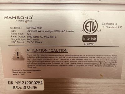 Ramsond SUNRAY 3000 Pure Sine Wave Intelligent DC to AC Inverter 3000W Rated 6000W Surge