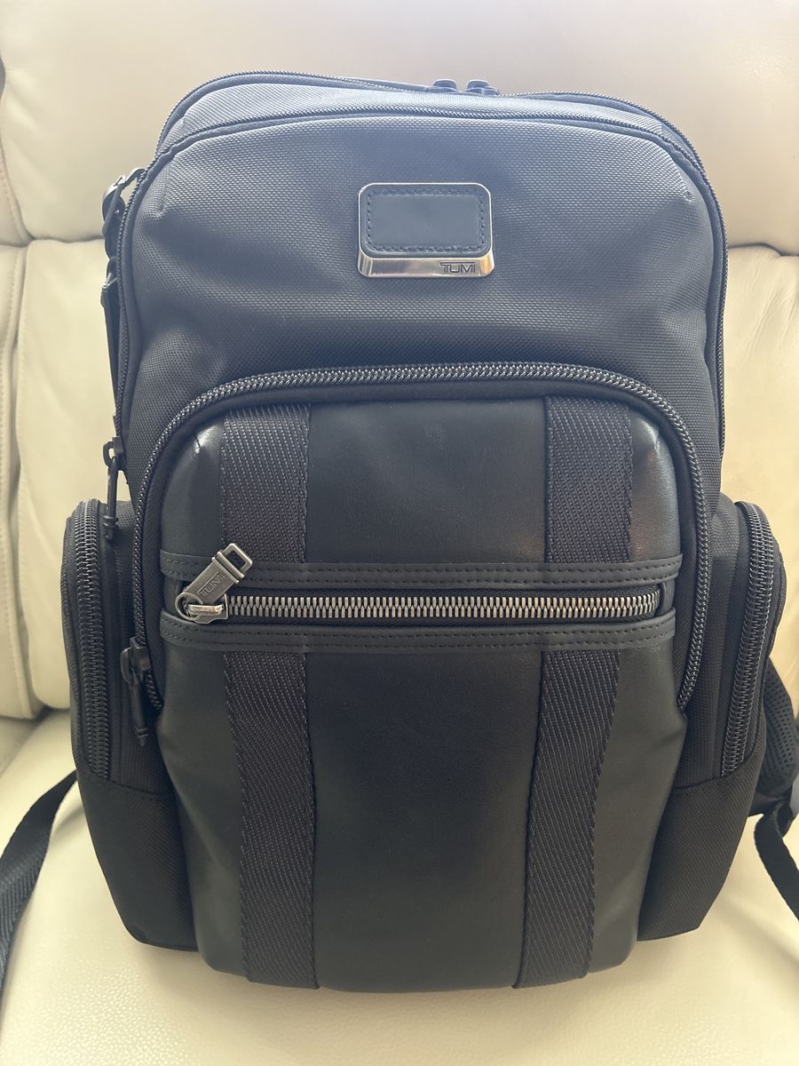 TUMI Alpha Bravo Nathan Expandable Backpack Black Ballistic Nylon Leather Trim New with Tags