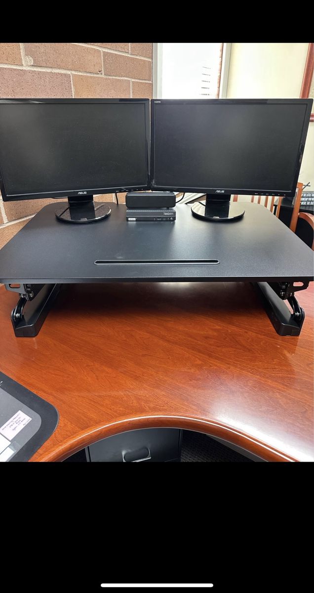 Black Adjustable Standing Desk Converter with Keyboard Tray