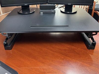 Black Adjustable Standing Desk Converter with Keyboard Tray