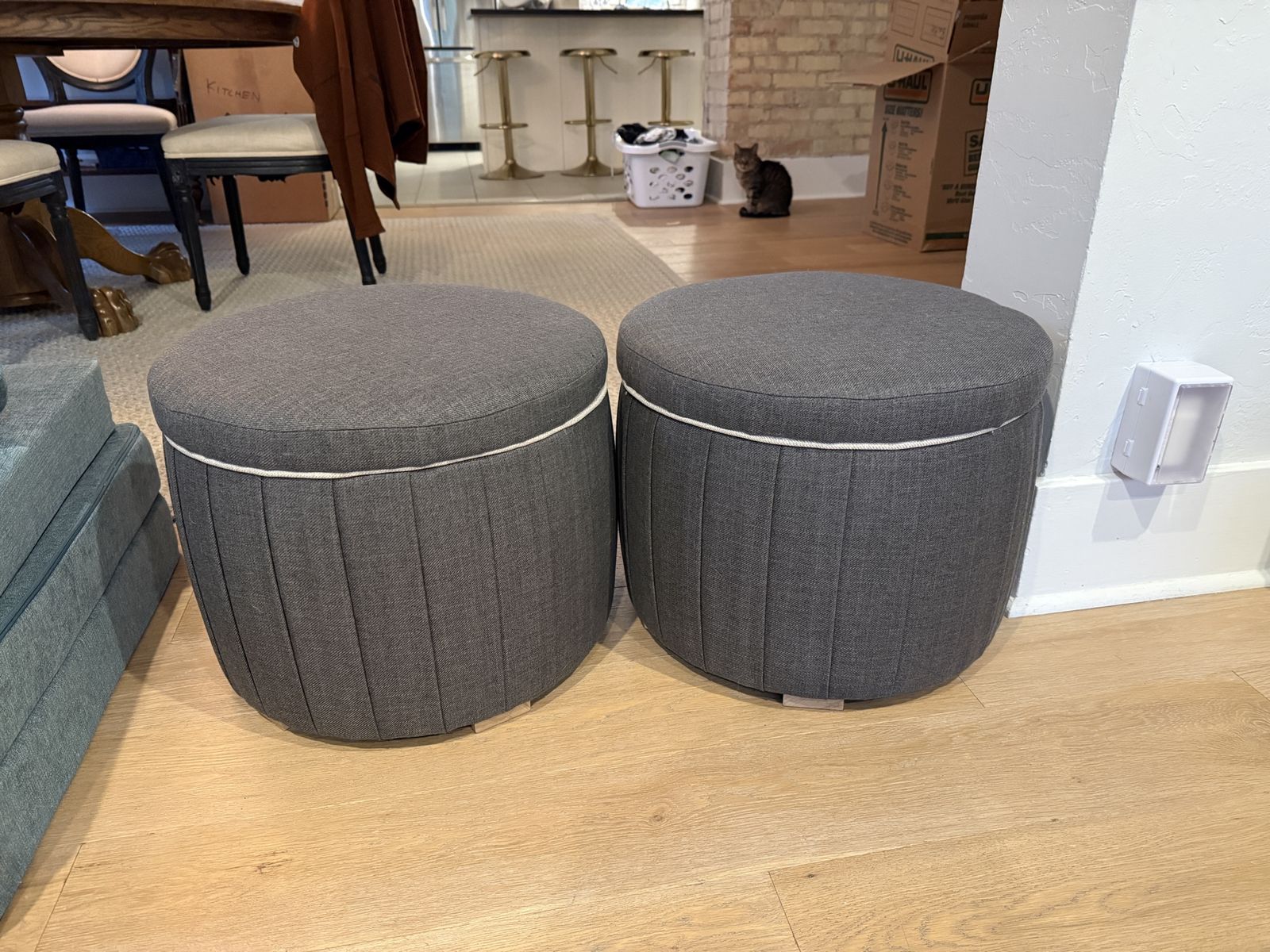 Storage ottoman poofs