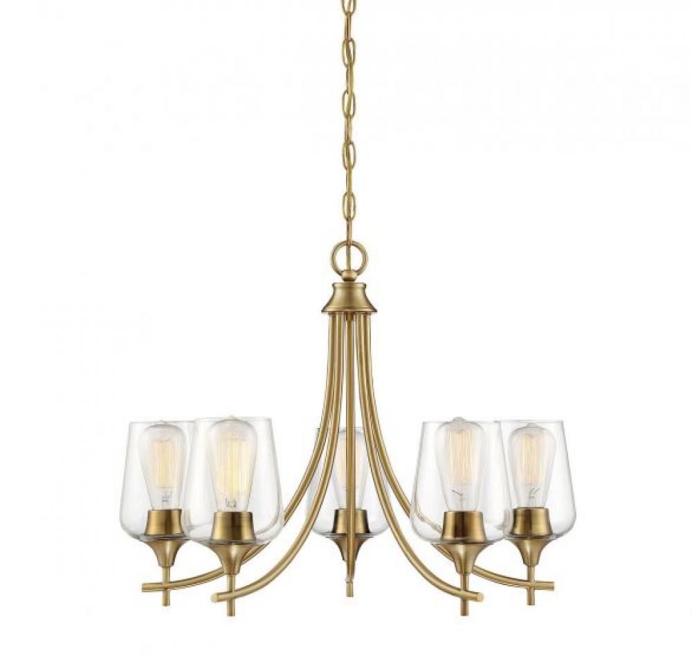 Transitional / Modern Traditional 6 Light Chandelier in Brass