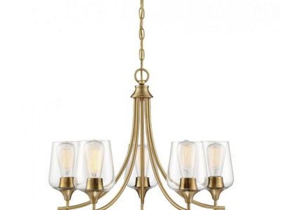 Transitional / Modern Traditional 6 Light Chandelier in Brass