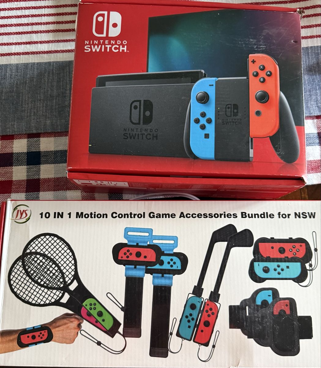 Nintendo Switch Console 32GB Neon Red/Blue Joy-Cons with Sports Accessories