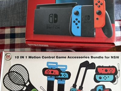 Nintendo Switch Console 32GB Neon Red/Blue Joy-Cons with Sports Accessories