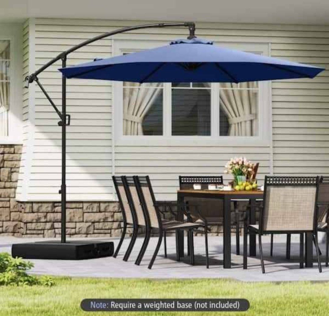 10 ft. Cantilever Patio Umbrella in Navy with 360° Rotation and Infinite Tilt #31