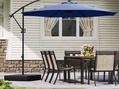 10 ft. Cantilever Patio Umbrella in Navy with 360° Rotation and Infinite Tilt #31