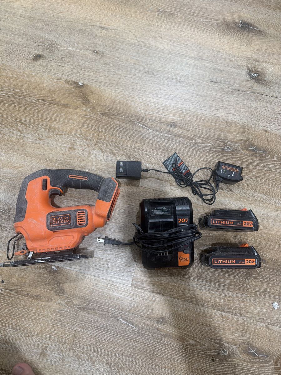 Black + Decker 20V Max Cordless Jig Saw with Two Batteries and 2 Chargers