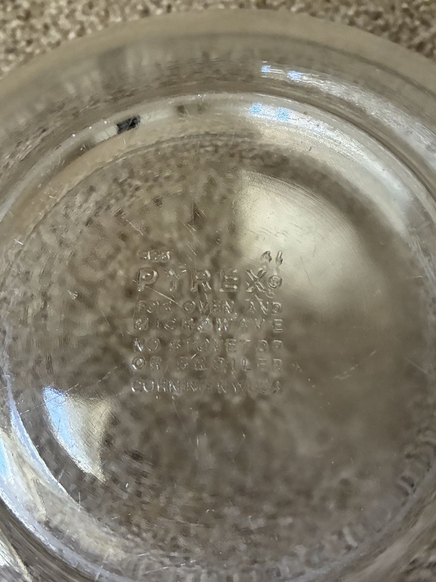 PYREX #21 Clear Glass Oven Safe Round Mixing Bowl, Pressed Glass Ovenware