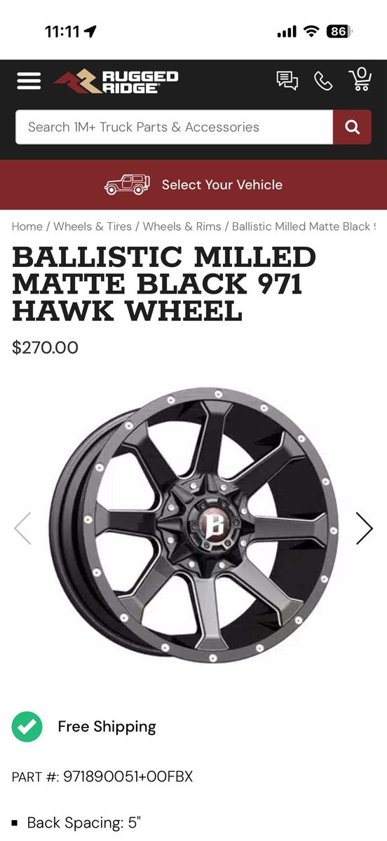 20x9 Ballistic Off Road 971 Hawk Wheels