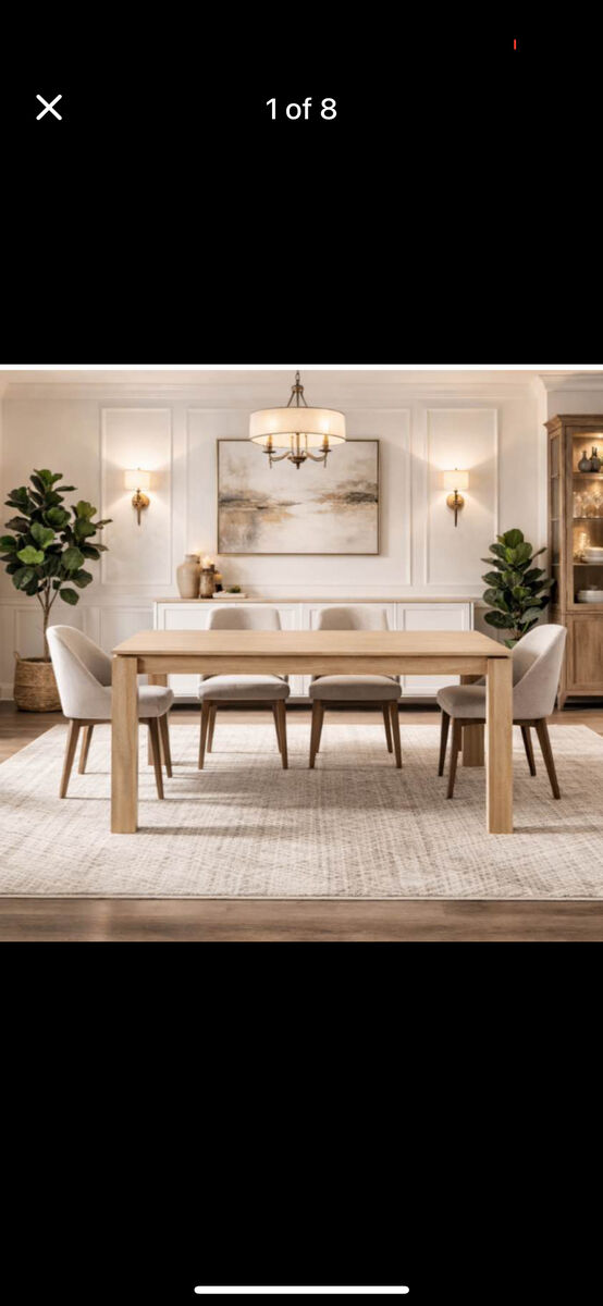 NEW Dining Table seats 4-6, 63 Light wood veneer