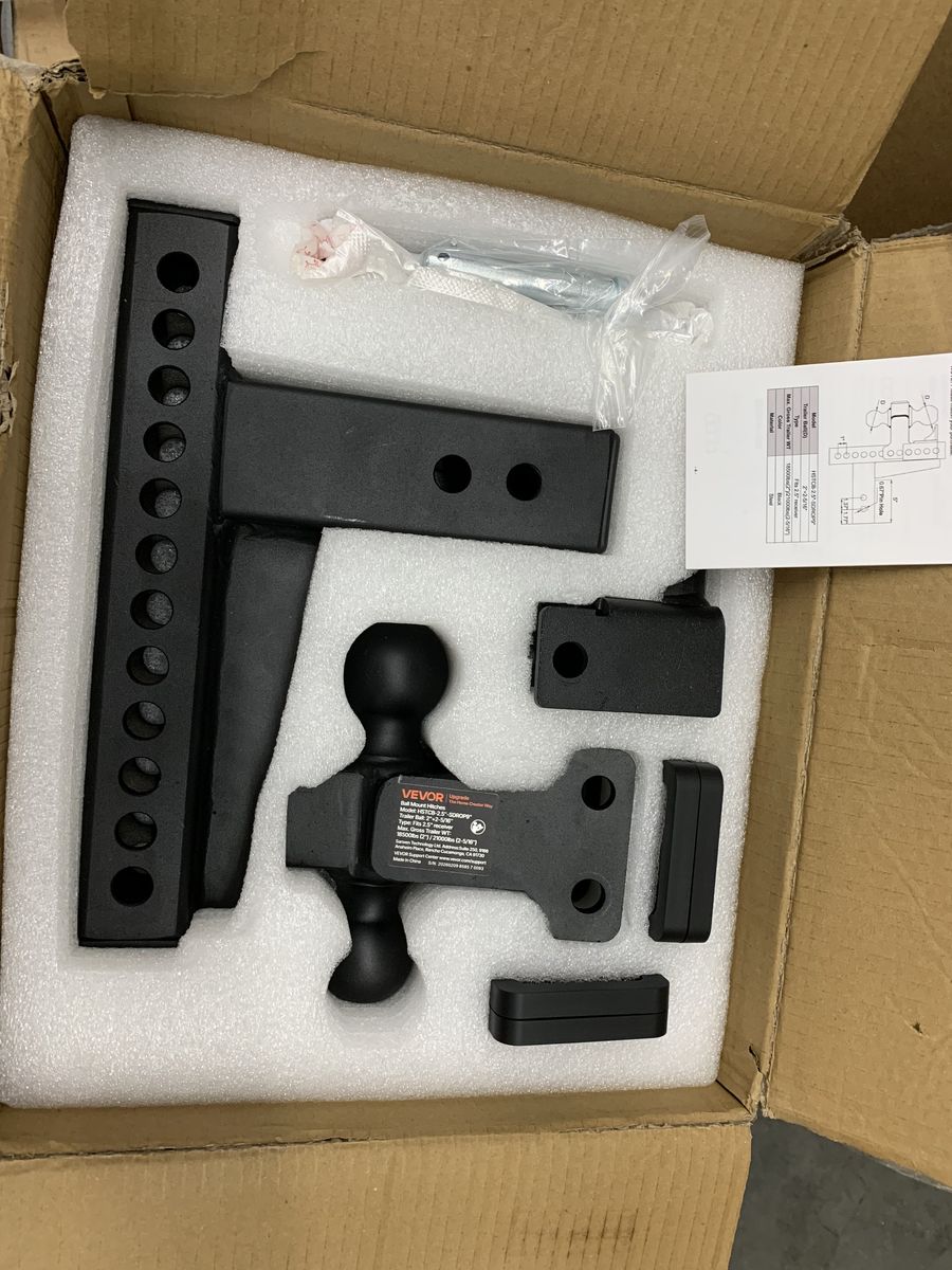 SKYSHALO Adjustable Trailer Hitch, Fit 2.5 in. Receiver, 21000 lbs. GTW, 9 in. Drop Design, Dual Ball for RVs and Trucks, Black