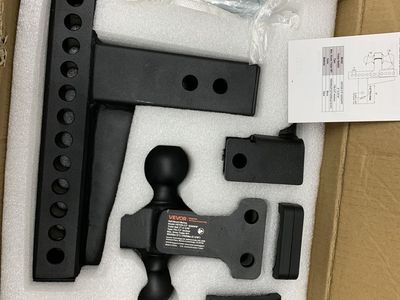 SKYSHALO Adjustable Trailer Hitch, Fit 2.5 in. Receiver, 21000 lbs. GTW, 9 in. Drop Design, Dual Ball for RVs and Trucks, Black