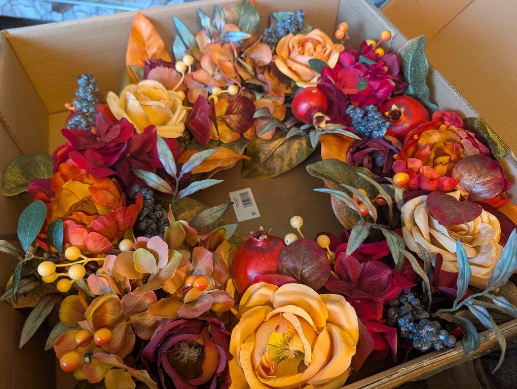 26 Inch Harvest Wreath Autumn Floral Decor Members Mark