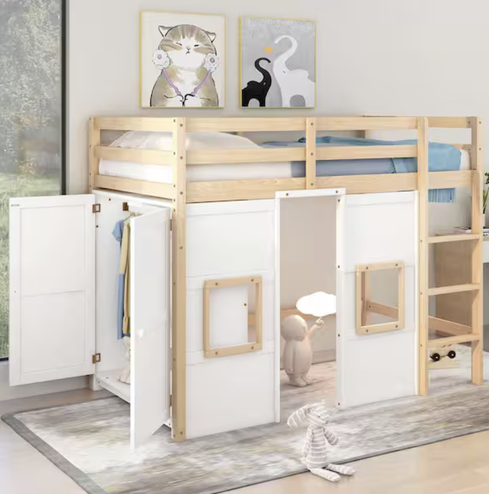 Twin Loft Bed with Built-In Wardrobe – Brand New in Box