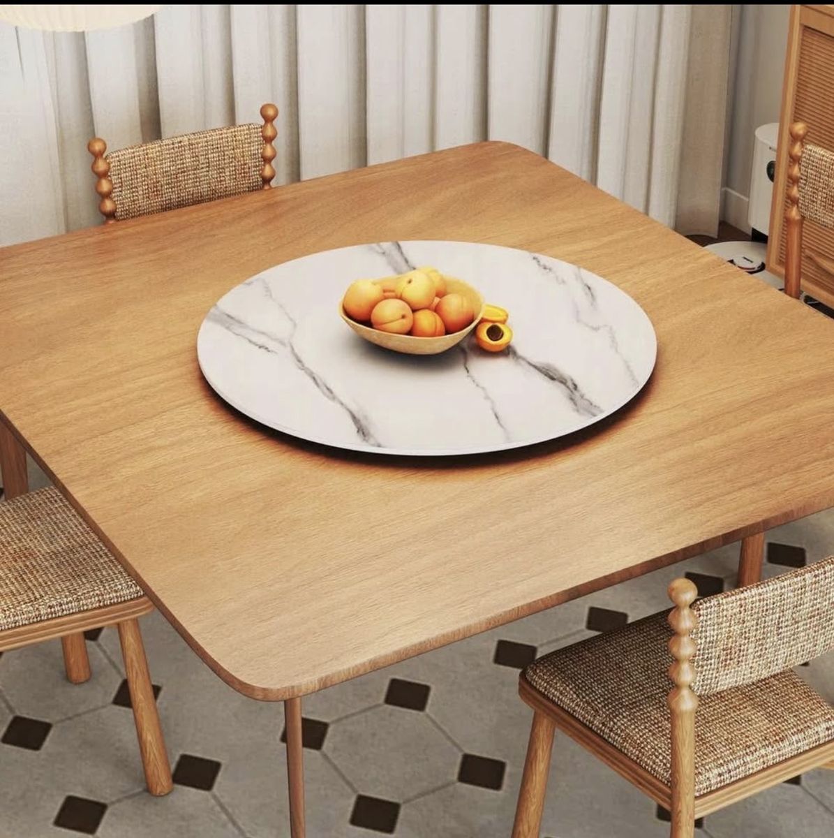 Glossy White & Gray 36 Marble Sintered Lazy Susan