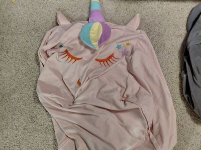 Cute unicorn bean bag stuffed animal storage.