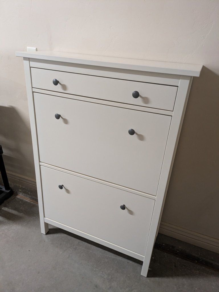 IKEA Hemnes White Shoe Cabinet with 2 Compartments & Drawer - Space Saving Storage