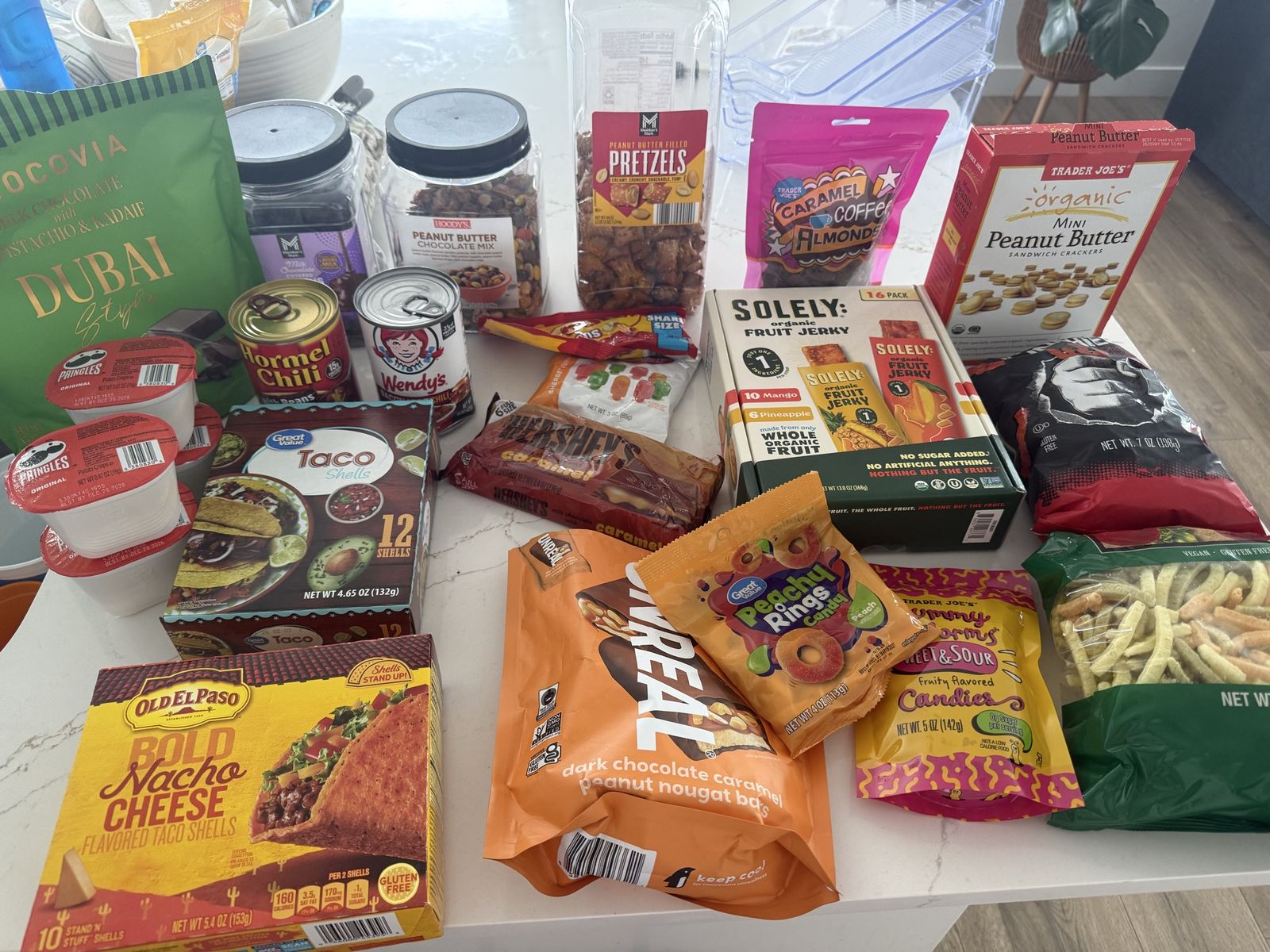 Assorted Pantry Food & Snacks Lot - Includes Chocolates, Chips, Candy & Canned Goods