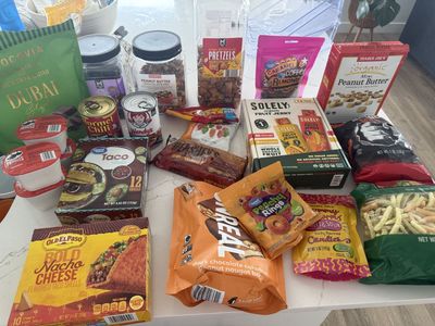 Assorted Pantry Food & Snacks Lot - Includes Chocolates, Chips, Candy & Canned Goods