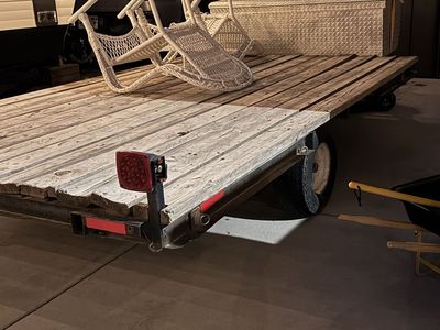 Flatbed Utility Trailer with Wood Deck and tool box