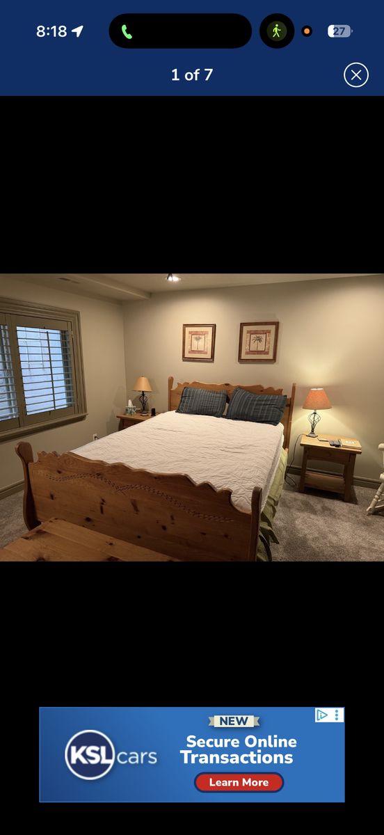 Queen Mattress & Box Spring Platform Bed Frame Set - Excellent Condition FREE