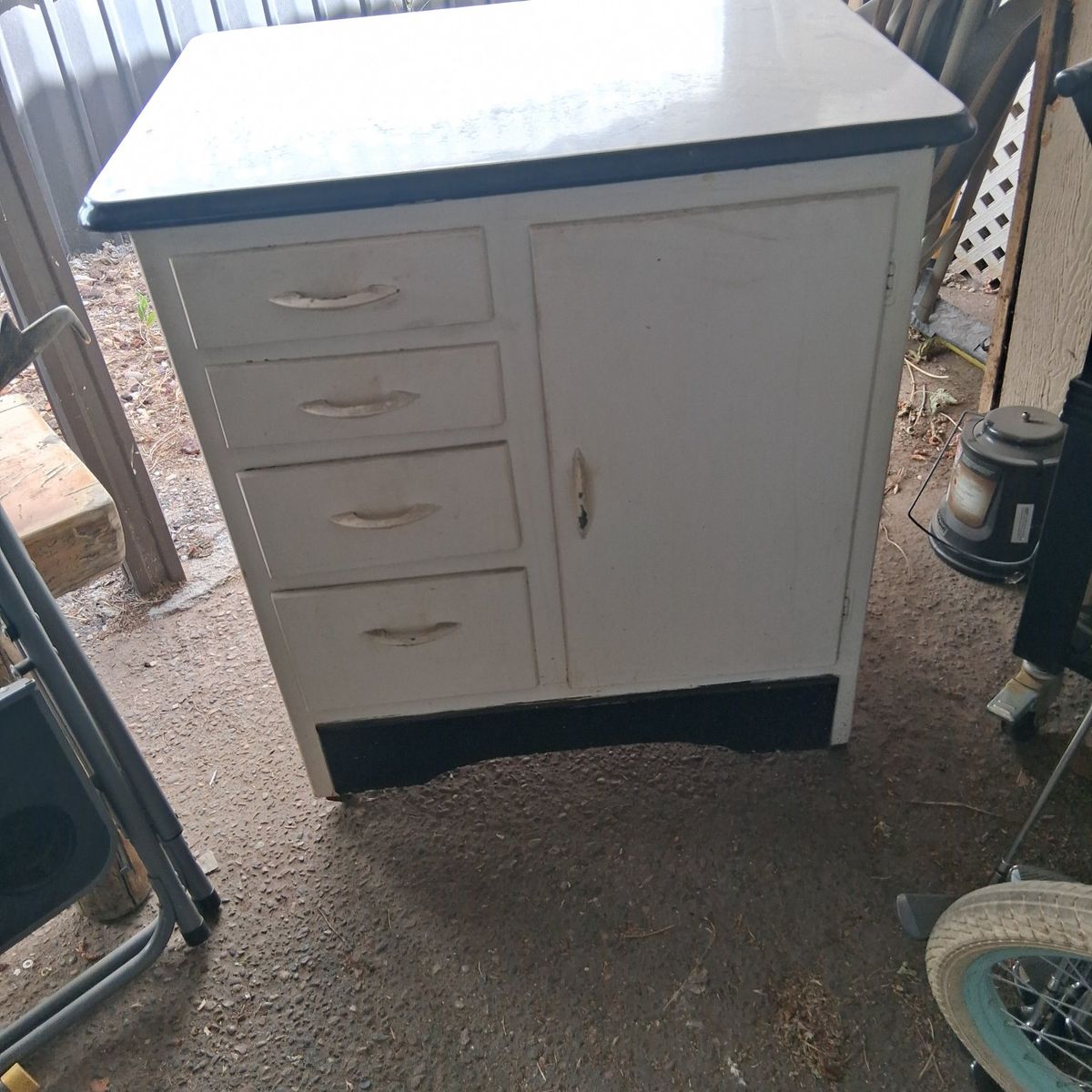 Vintage half Hoosier kitchen cabinet